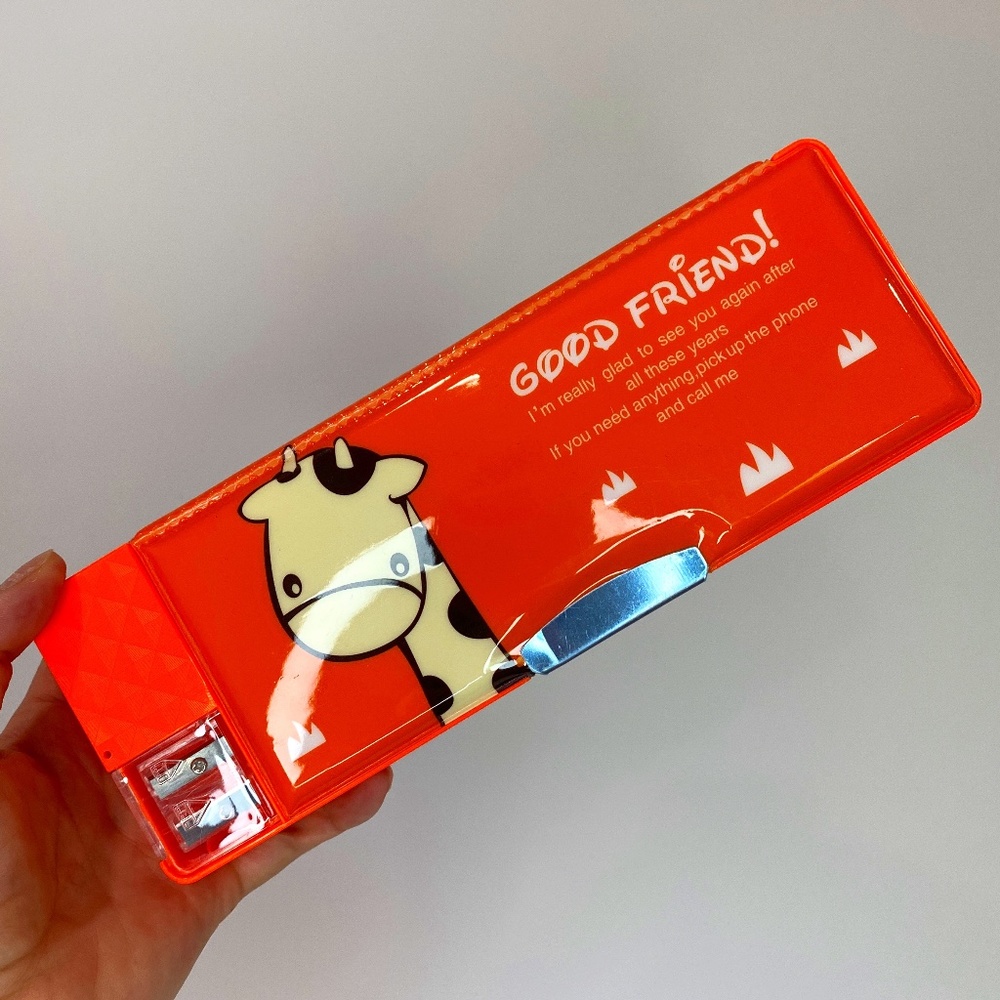Good Friend! Orange Giraffe Padded Pencil Case/Box